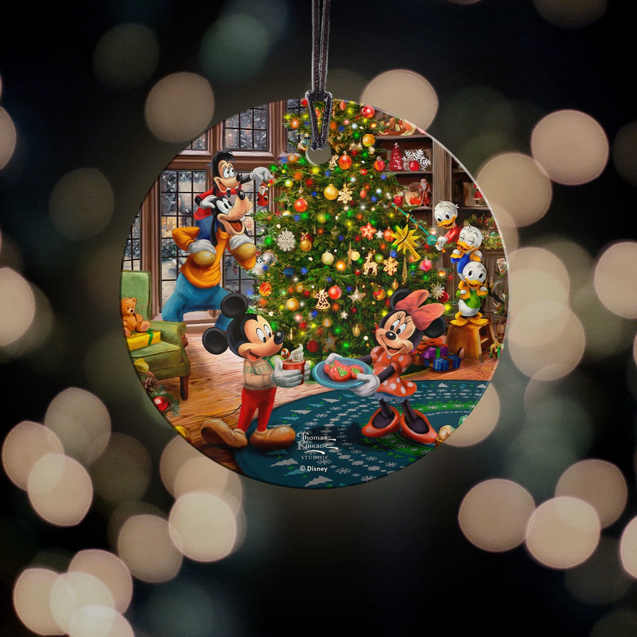 Disney (Mickey and Minnie Trimming the Tree) StarFire Prints™ Hanging Glass Print SPCIR1322